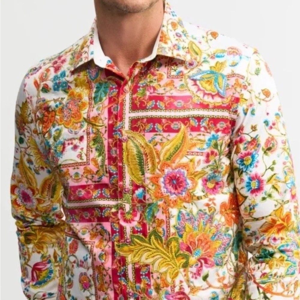 Robert Graham Multicolor  GIVERNY FLOWERS LIMITED EDITION Sz L $398 NWT - Picture 3 of 16